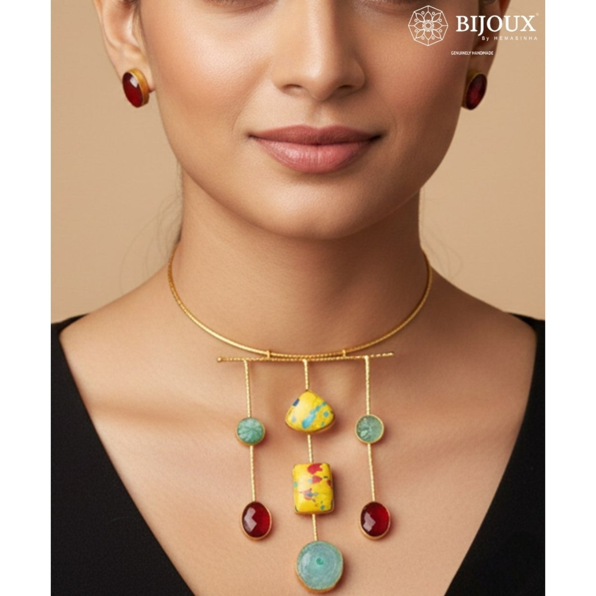 ANISHA NATURAL AGATE STONE GOLD TONED HANDMADE CHOKER/HASLI CH510