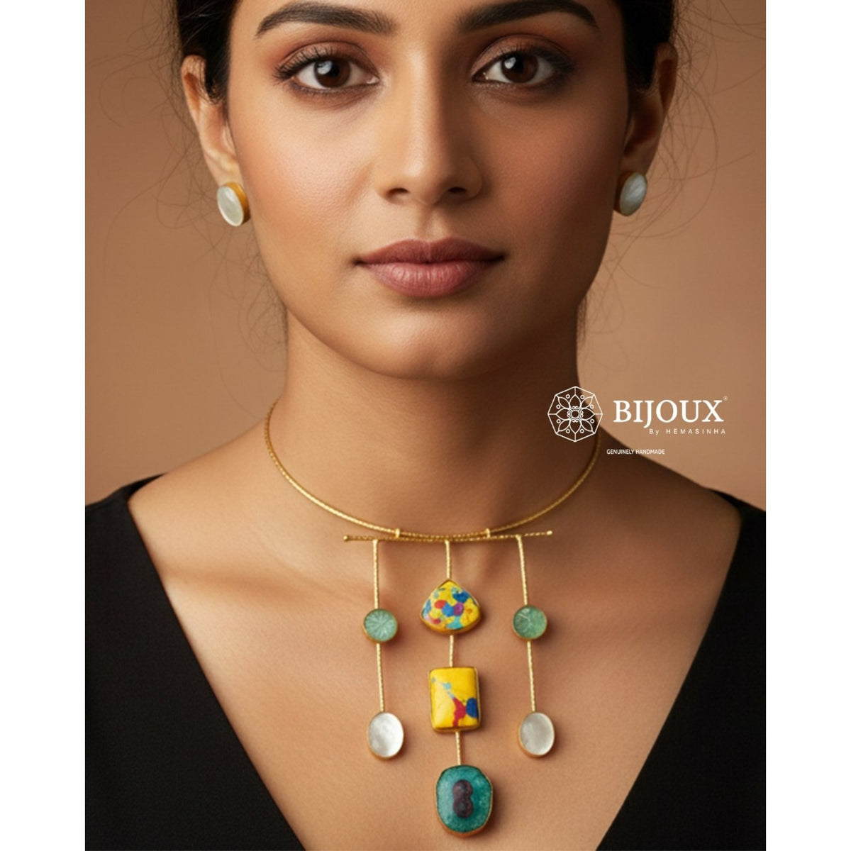 ANISHA NATURAL AGATE STONE GOLD TONED HANDMADE CHOKER/HASLI CH510