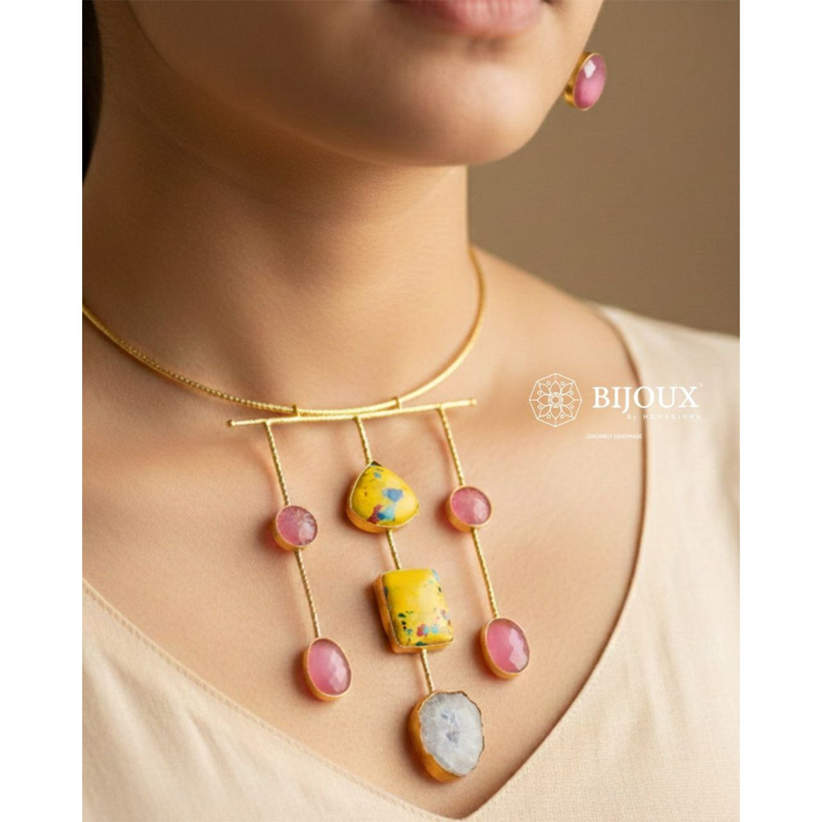 ANISHA NATURAL AGATE STONE GOLD TONED HANDMADE CHOKER/HASLI CH510