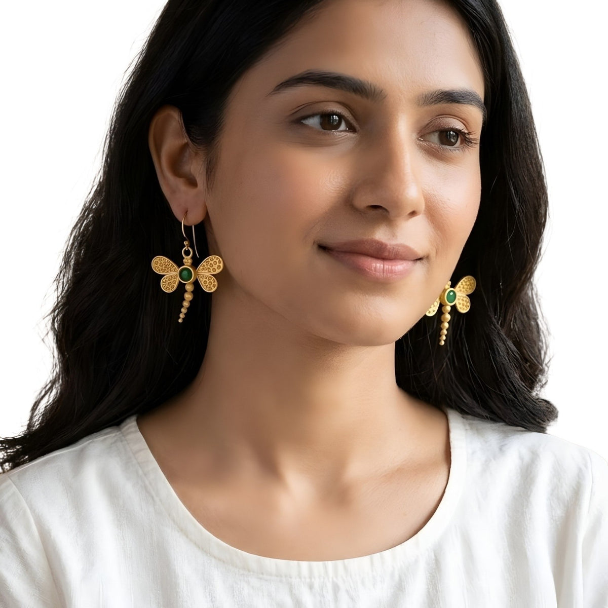 EDEN GOLD SEMI HANDMADE ANTIQUE EARRINGS ER862