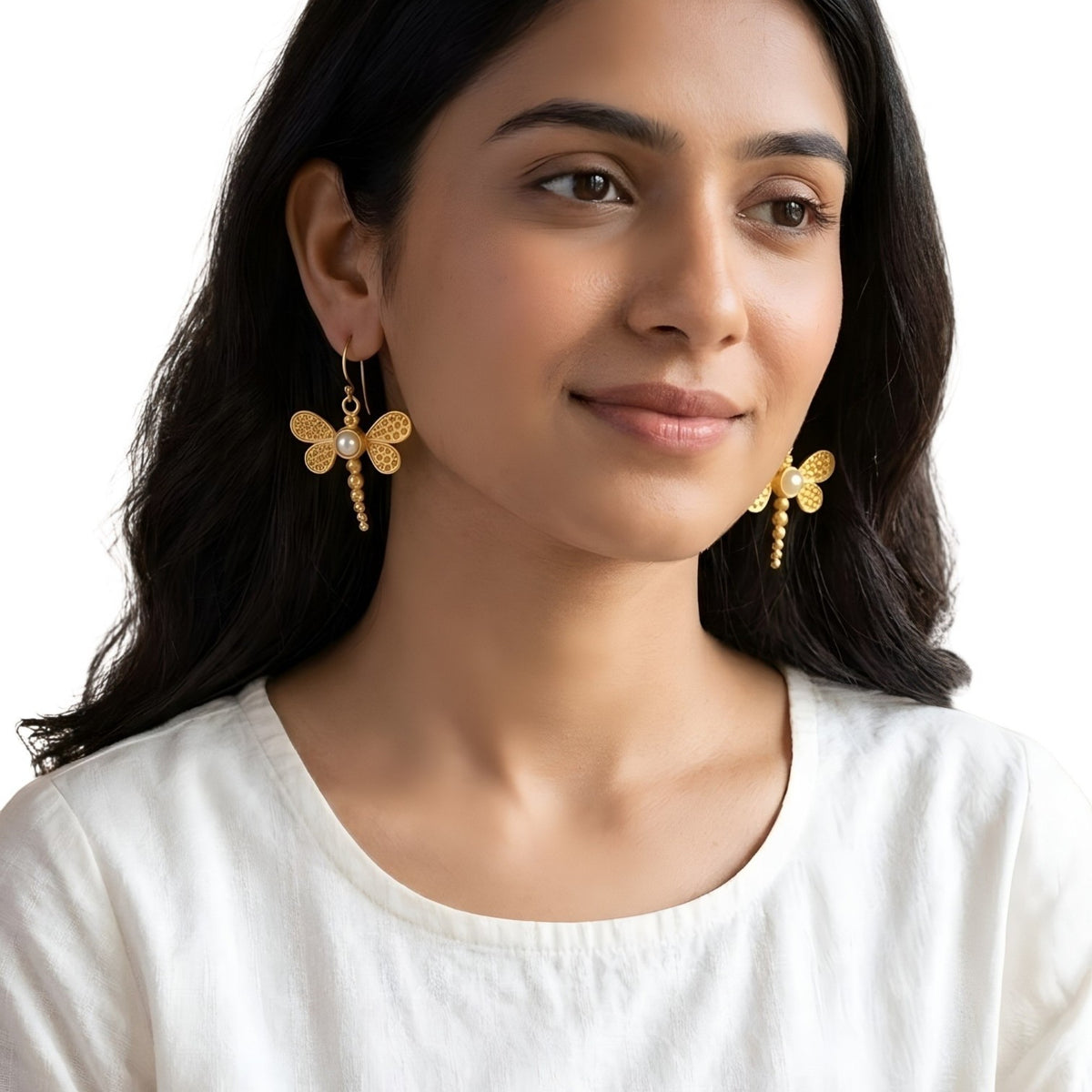 EDEN GOLD SEMI HANDMADE ANTIQUE EARRINGS ER862