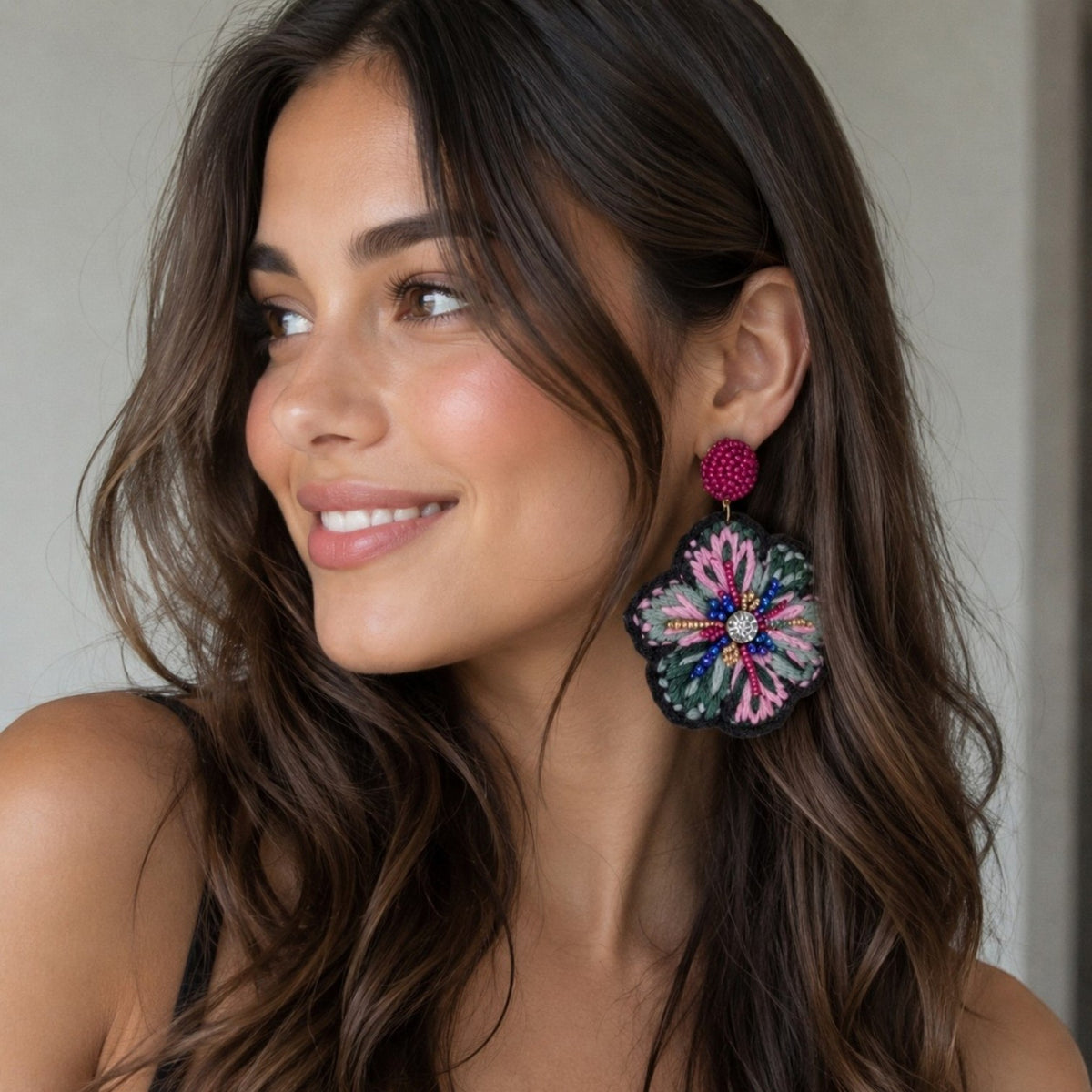 EVERLY FABRIC AND BEADS HANDMADE EARRING ER852