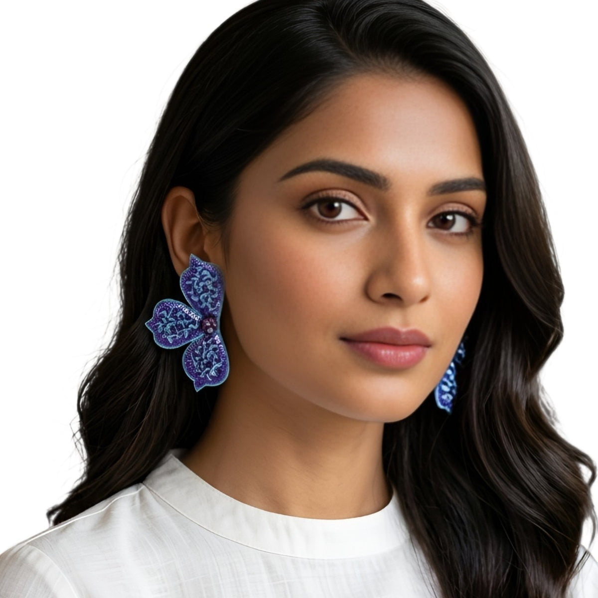ADELINE FABRIC AND BEADS HANDMADE EARRING ER854