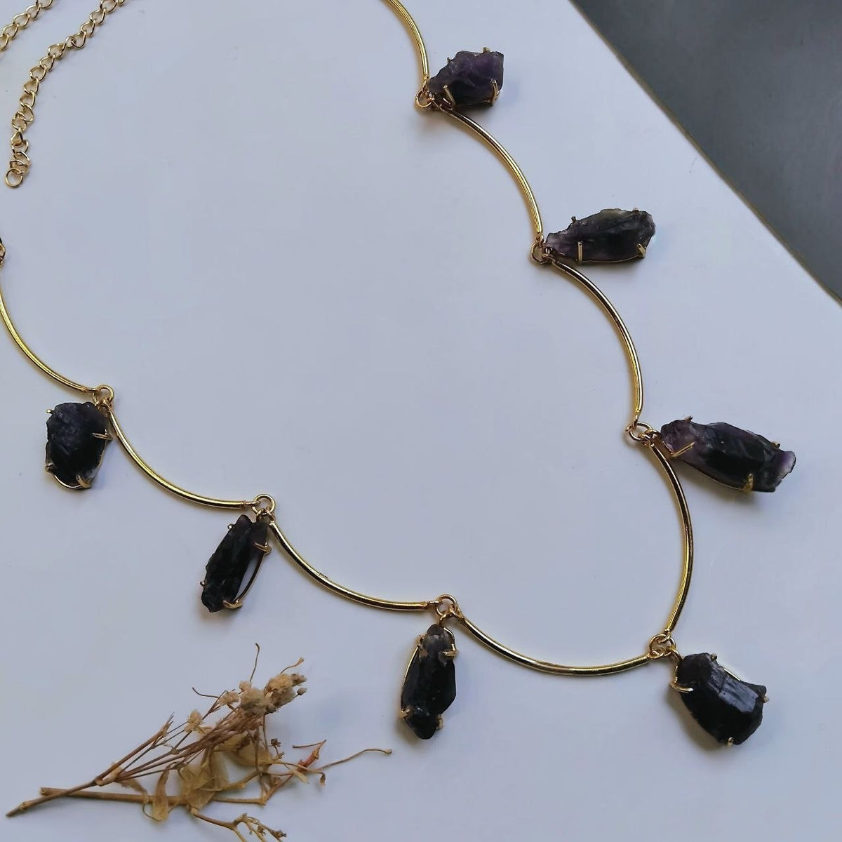 ALIA HANDMADE AND HAND HAMMERED RAW NATURAL STONE NECKLACE OF28