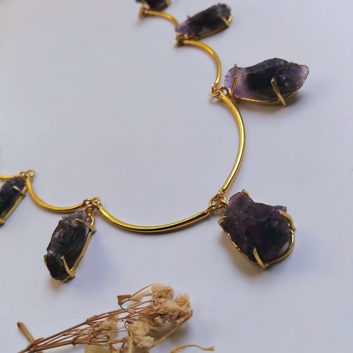 ALIA HANDMADE AND HAND HAMMERED RAW NATURAL STONE NECKLACE OF28