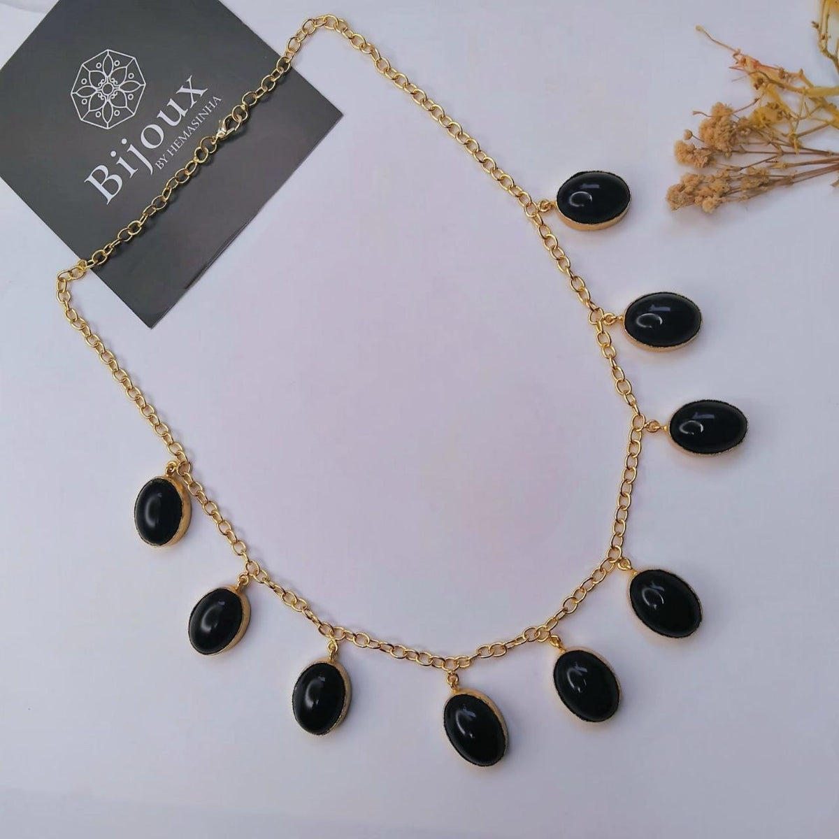 SHAKSHI HANDMADE GOLD TONED NATURAL STONE NECKPIECE OF30