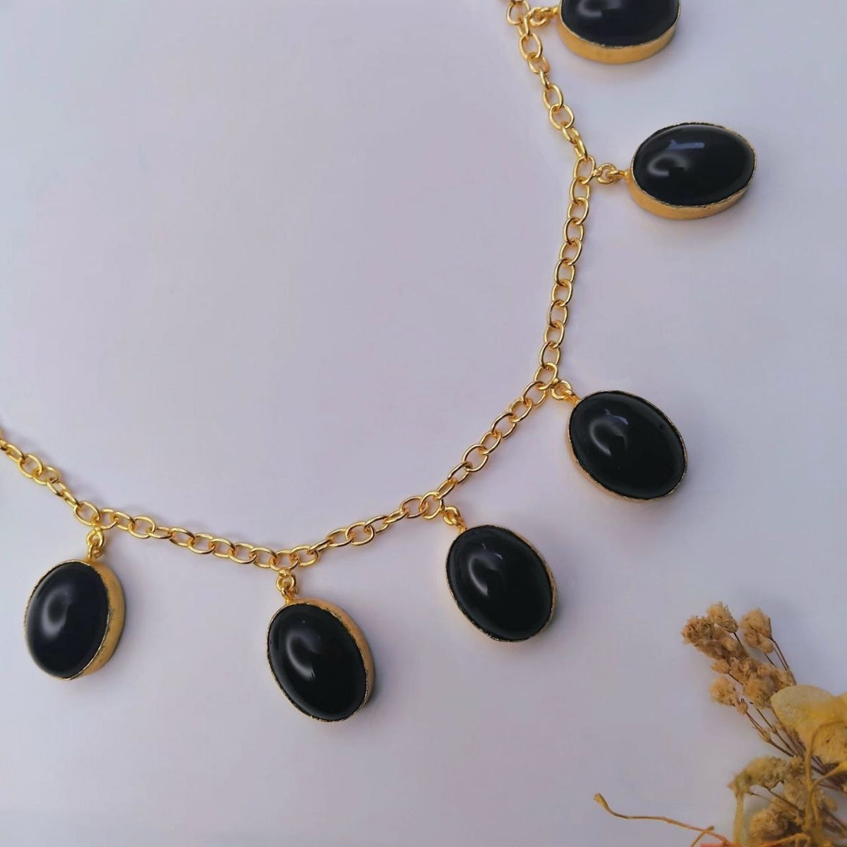 SHAKSHI HANDMADE GOLD TONED NATURAL STONE NECKPIECE OF30