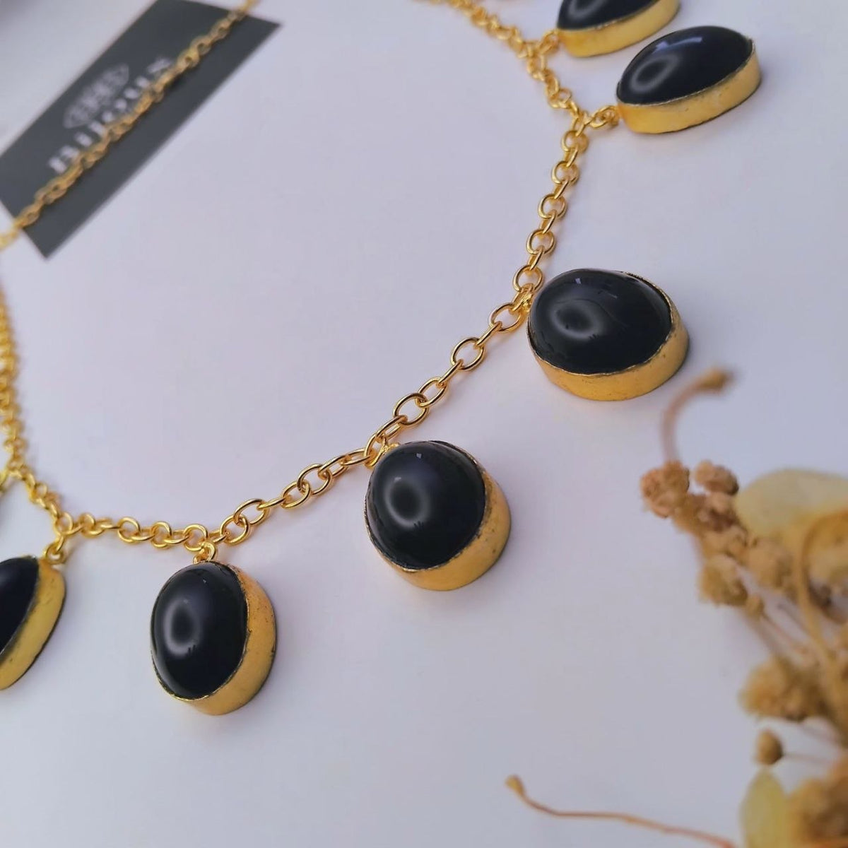 SHAKSHI HANDMADE GOLD TONED NATURAL STONE NECKPIECE OF30