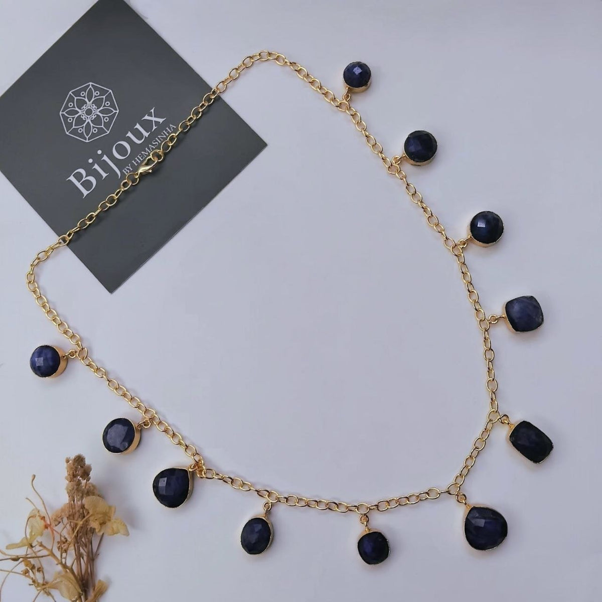 SHAKSHI HANDMADE GOLD TONED NATURAL STONE NECKPIECE OF30