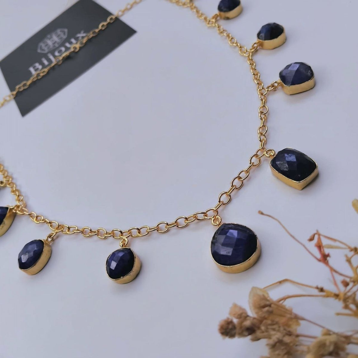 SHAKSHI HANDMADE GOLD TONED NATURAL STONE NECKPIECE OF30