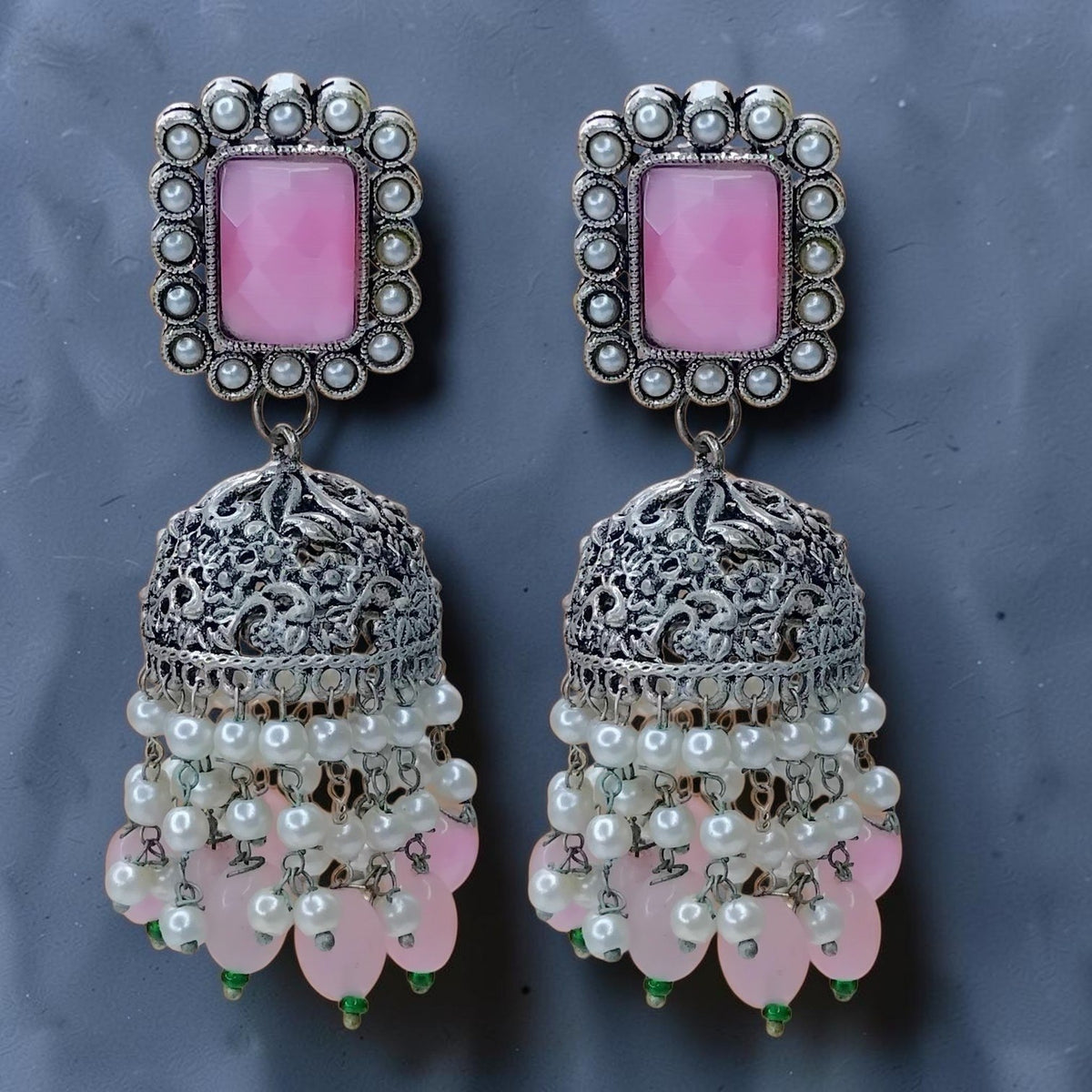 CHARISMA SEMI HANDMADE OXIDIZED JHUMKA-ER114