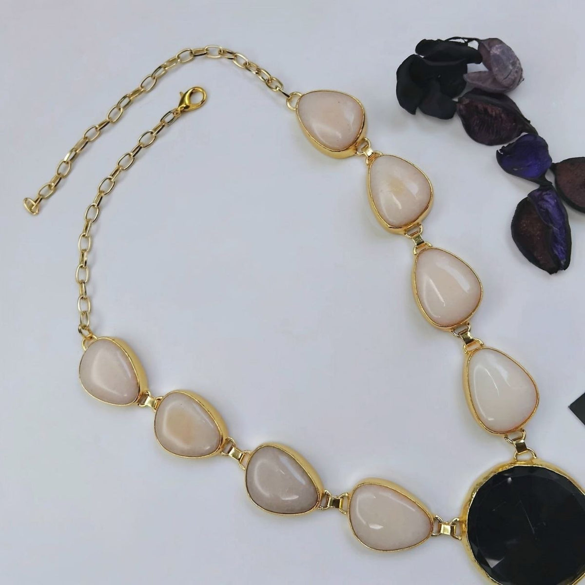 ANSHIKA HANDMADE  RAW NATURAL STONE AND RESIN MALA/NECKPIECE ML219