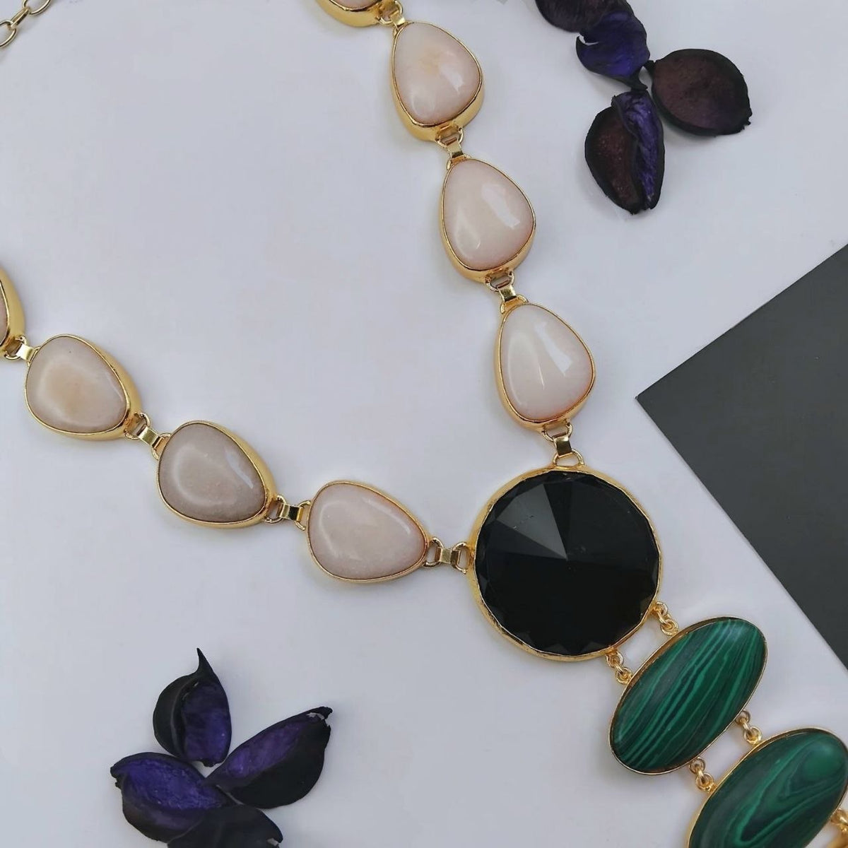 ANSHIKA HANDMADE  RAW NATURAL STONE AND RESIN MALA/NECKPIECE ML219