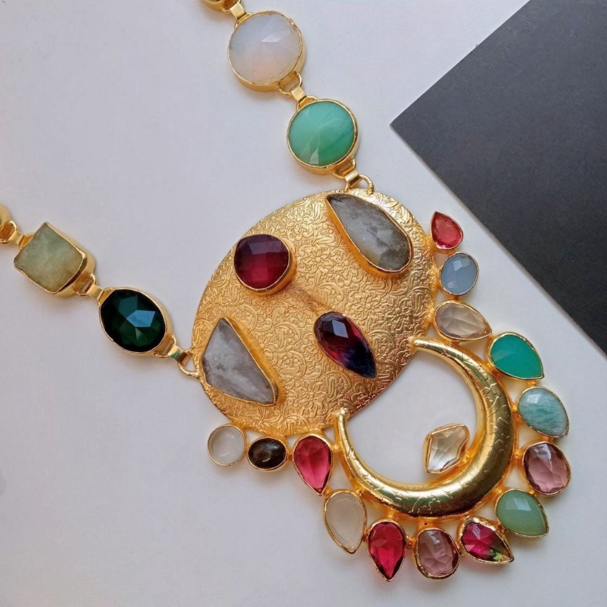 ISHIKA HANDMADE RAW NATURAL STONE MALA/NECKPIECE ML229