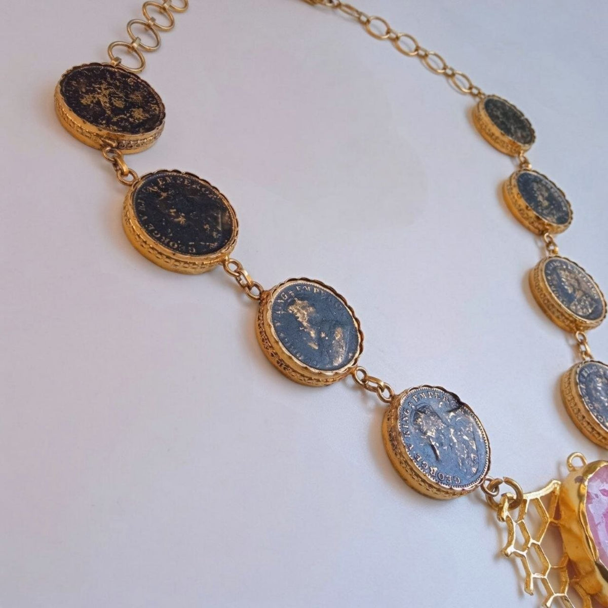 JIYA AGATE STONE COINED MALA/NECKPIECE ML227