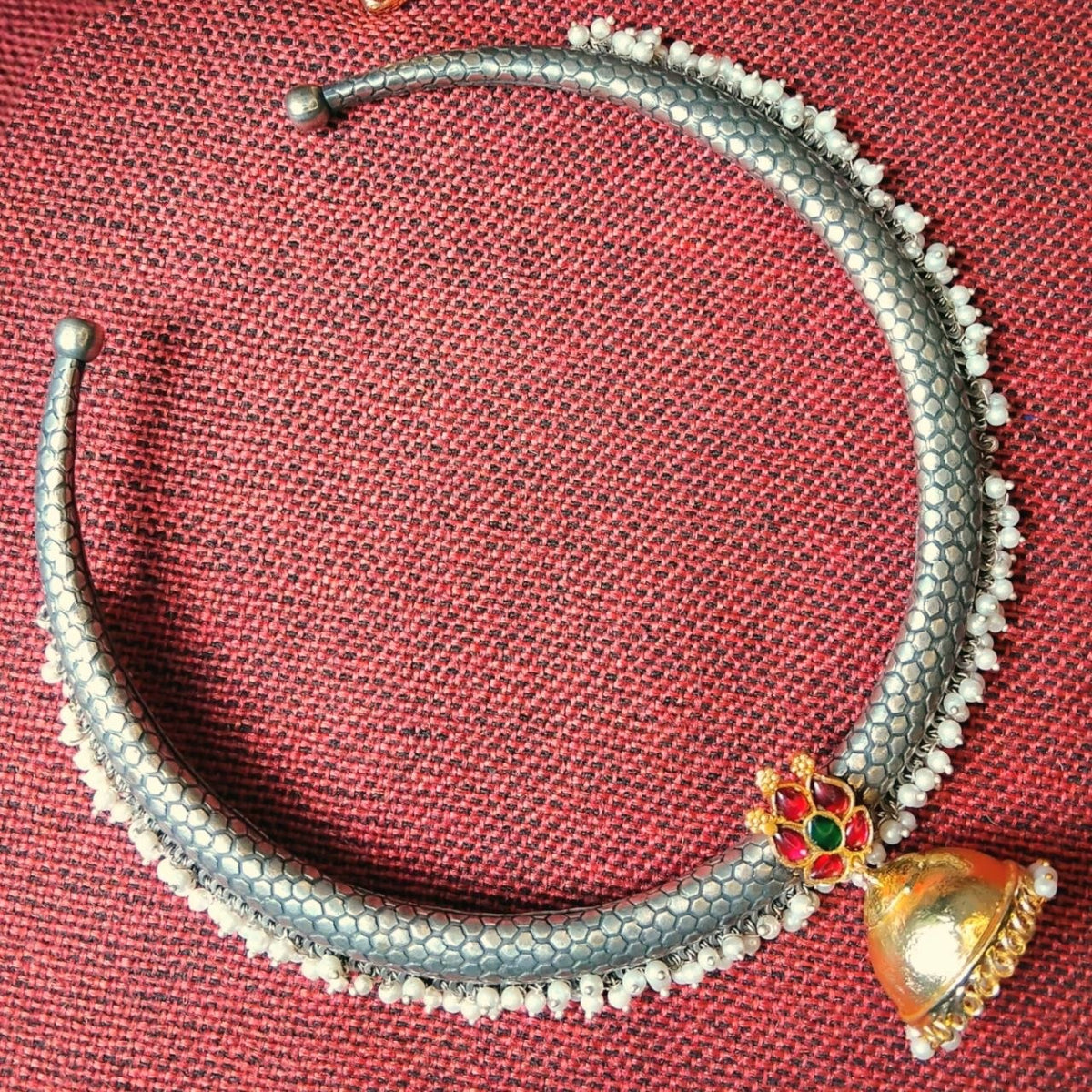 RITHVIKA BIJOUX PREMIUM DUAL TONED HANDMADE NECKLACE/HASLI WITH EARRINGS NL352