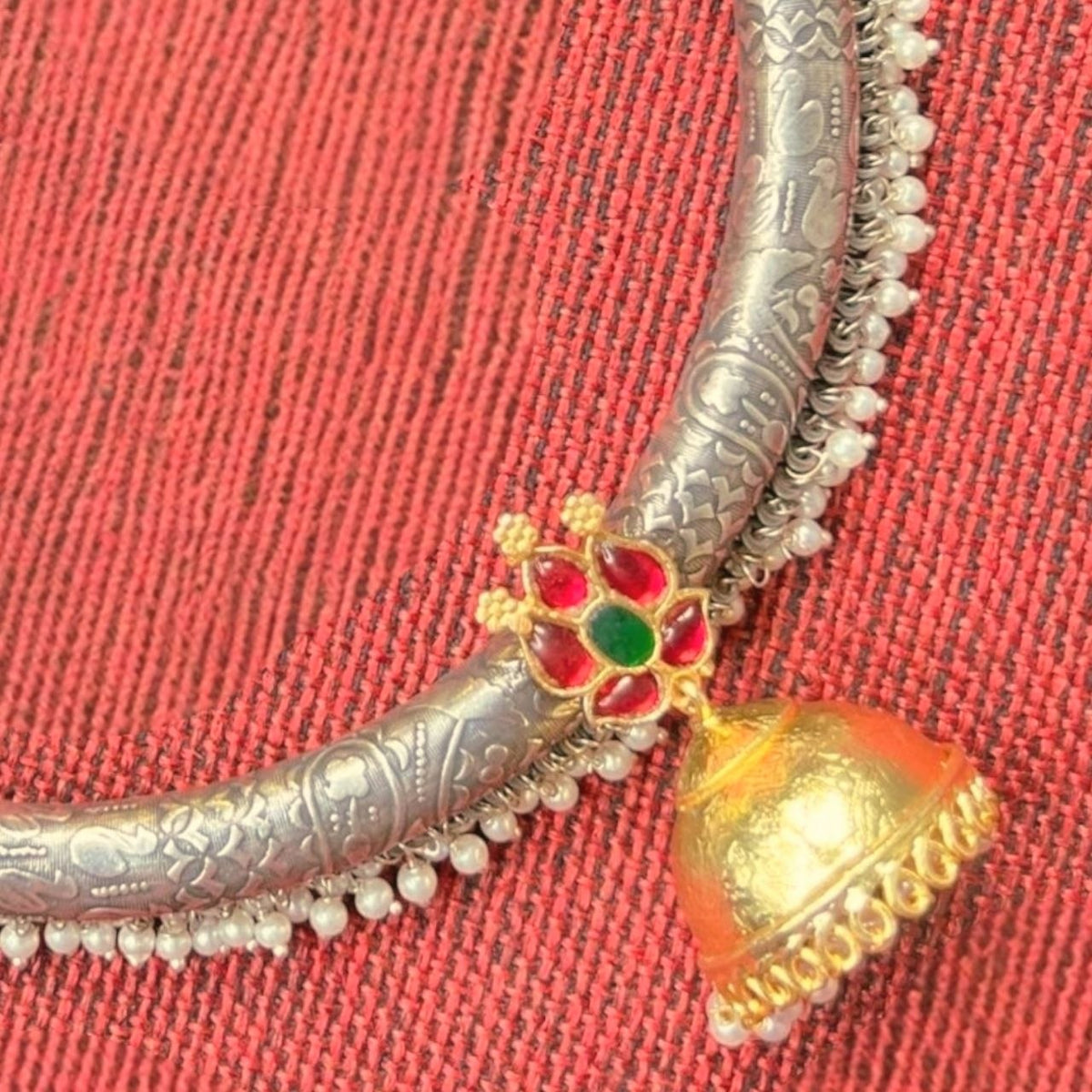 RITHVIKA BIJOUX PREMIUM DUAL TONED HANDMADE NECKLACE/HASLI WITH EARRINGS NL352