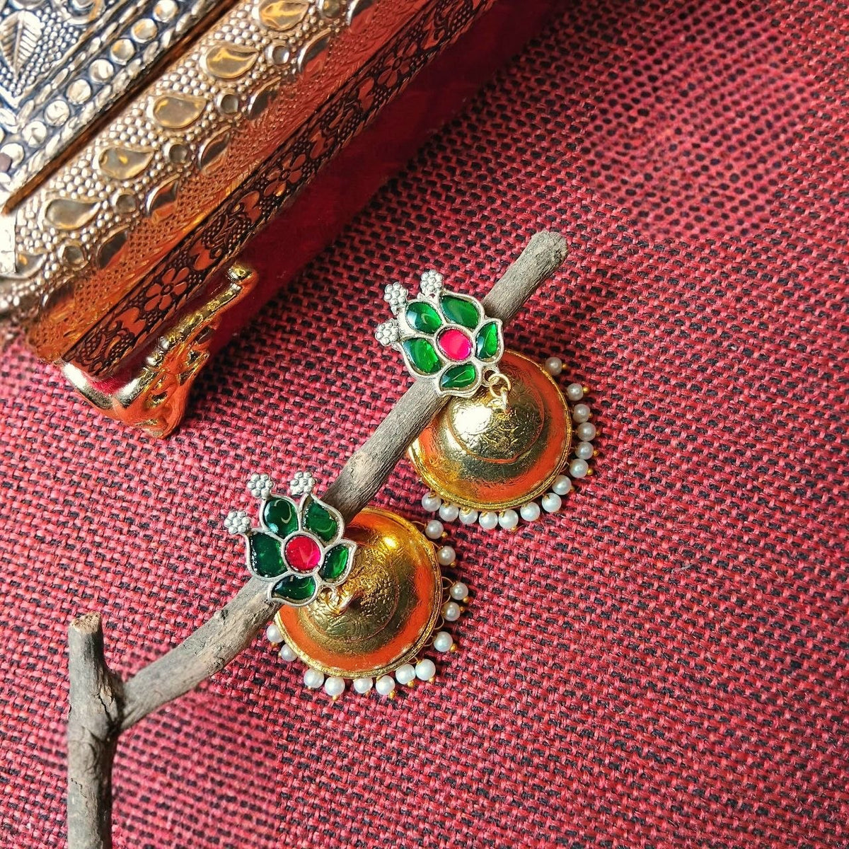 RITHVIKA BIJOUX PREMIUM DUAL TONED HANDMADE NECKLACE/HASLI WITH EARRINGS NL352