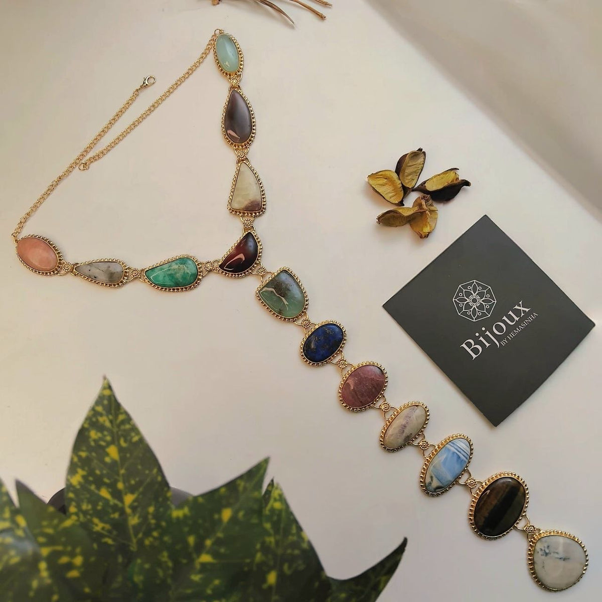 KEMY HANDMADE NATURAL STONE TIE NECKLACE/MALA/NECKPIECE ML233