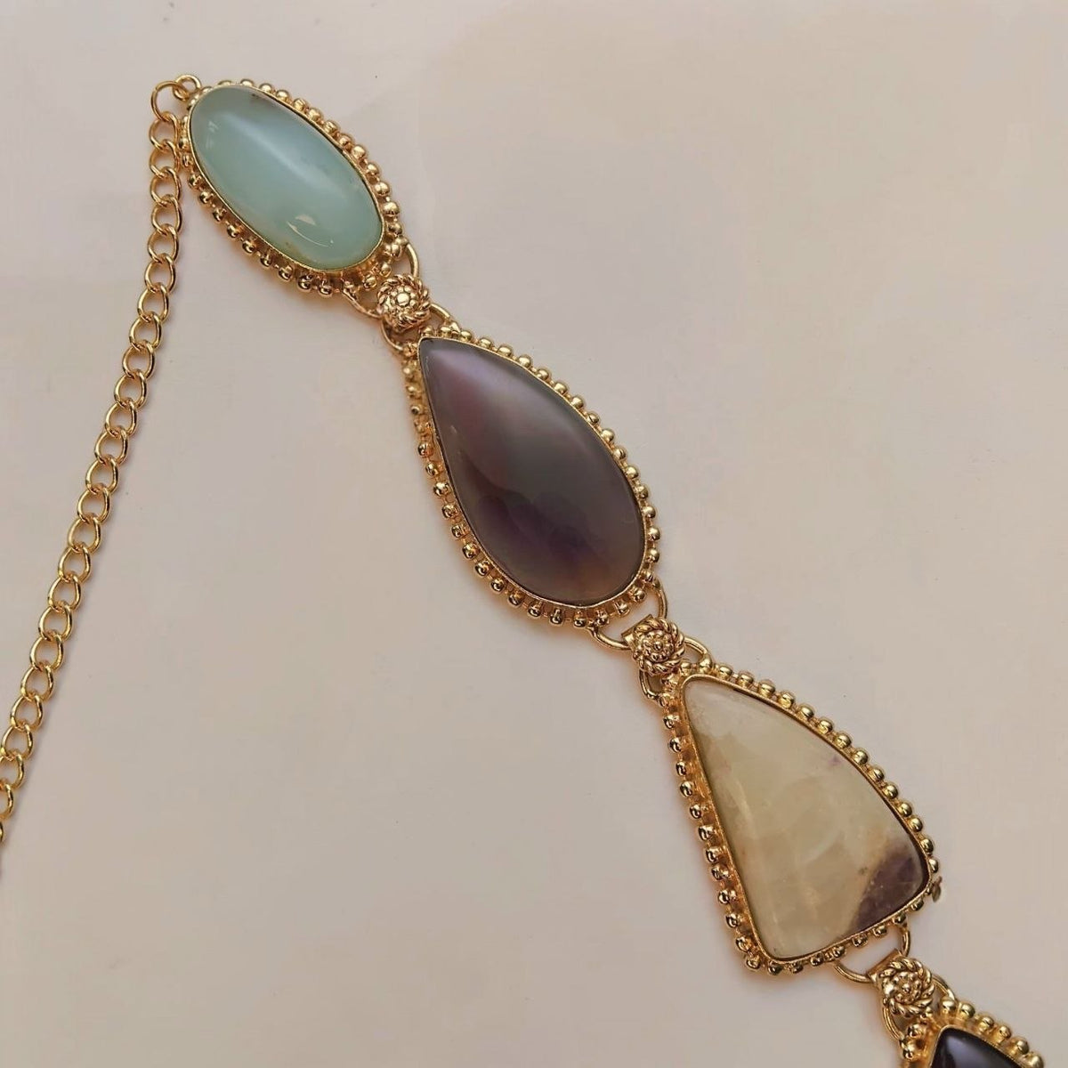 KEMY HANDMADE NATURAL STONE TIE NECKLACE/MALA/NECKPIECE ML233