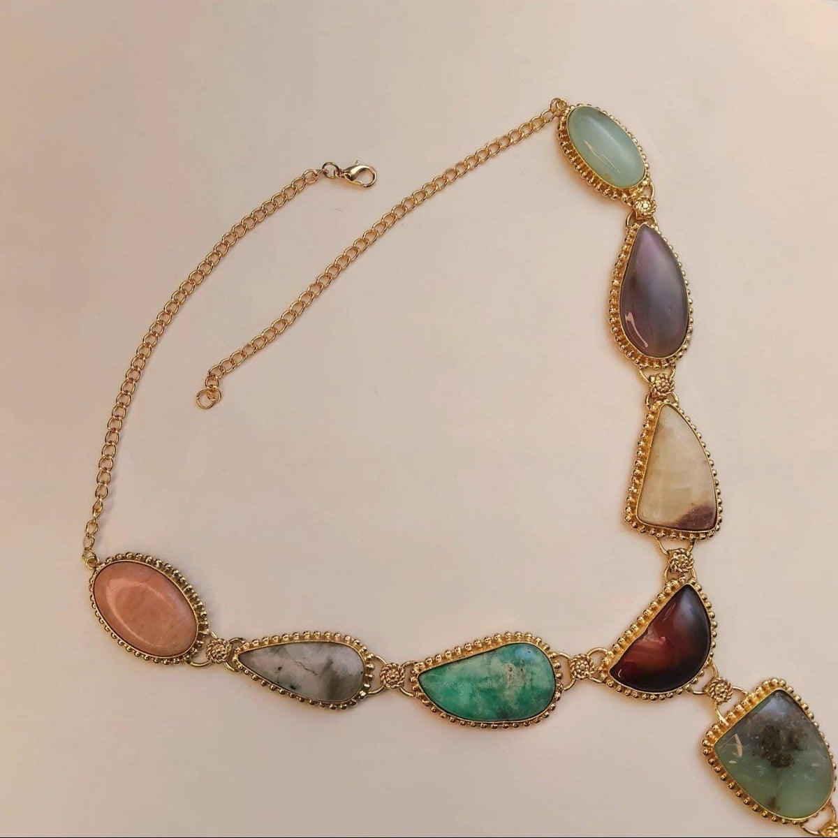 KEMY HANDMADE NATURAL STONE TIE NECKLACE/MALA/NECKPIECE ML233