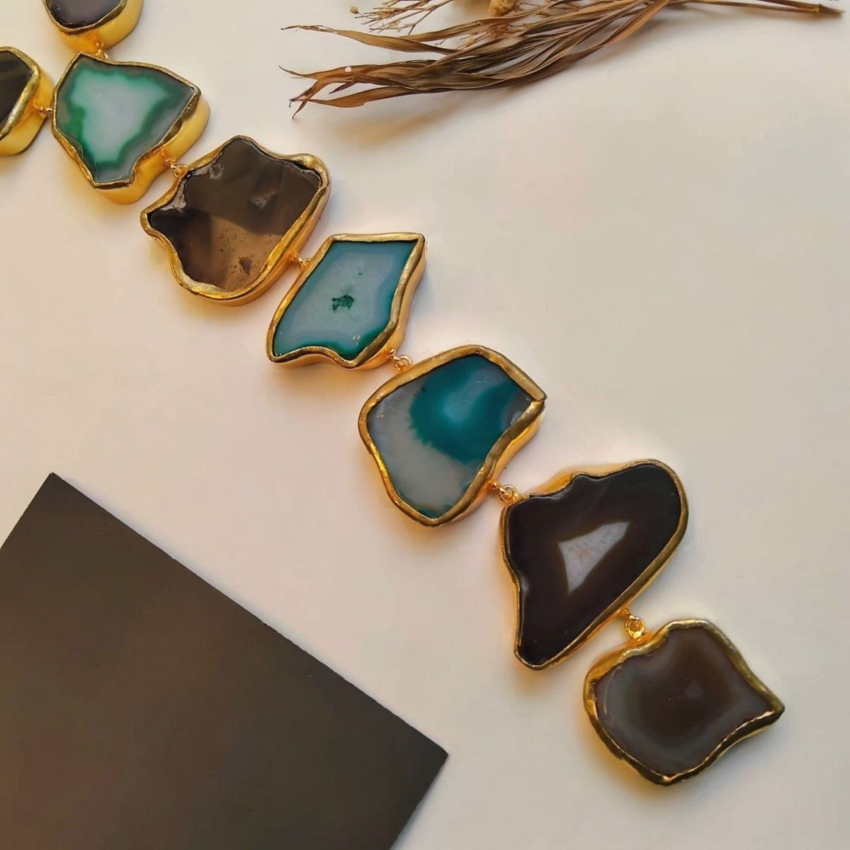 VIHANA HANDMADE NATURAL AGATE STONE TIE NECKLACE ML234
