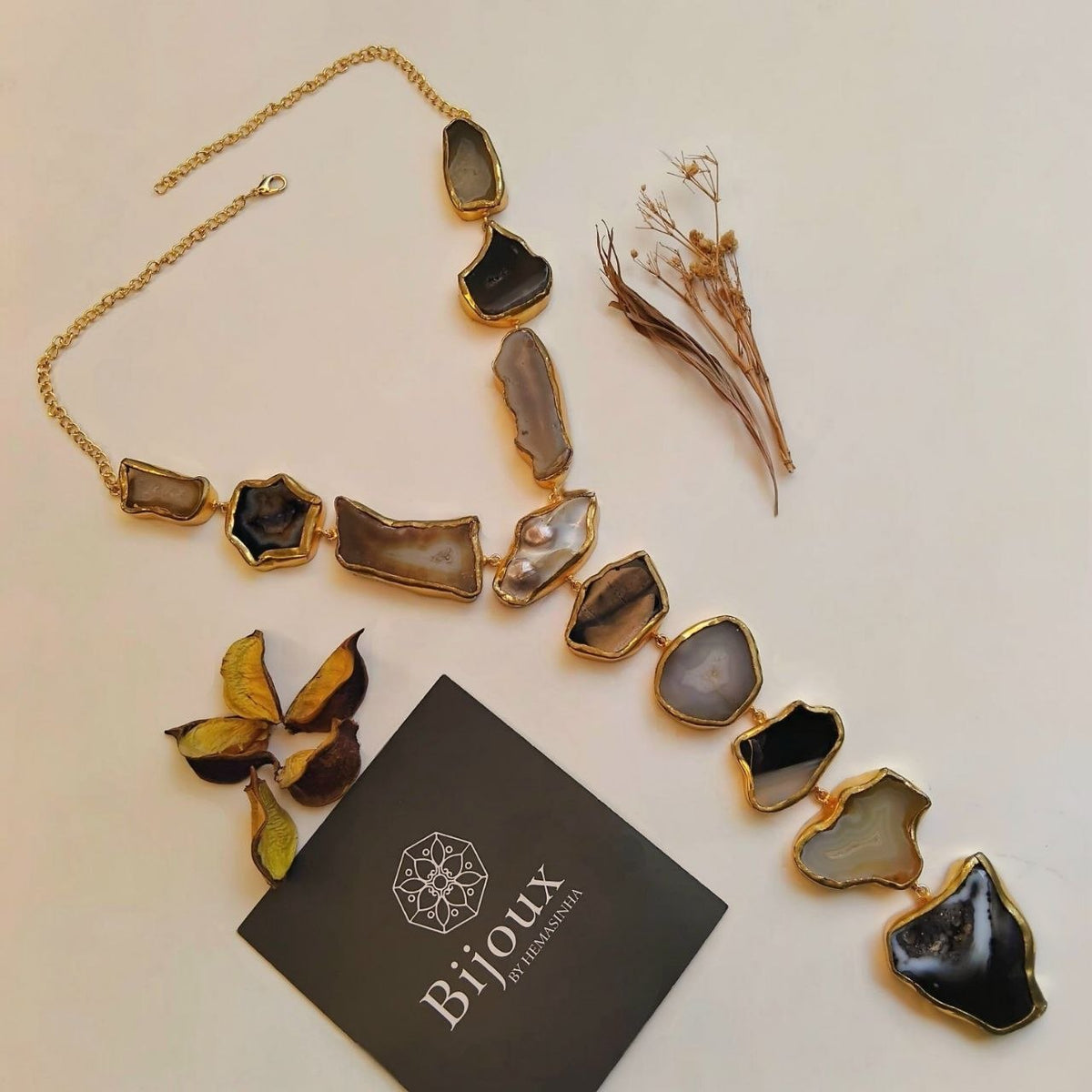 VIHANA HANDMADE NATURAL AGATE STONE TIE NECKLACE ML234