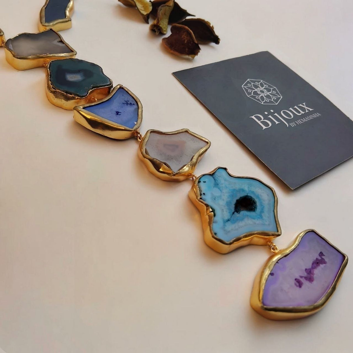 VIHANA HANDMADE NATURAL AGATE STONE TIE NECKLACE ML234