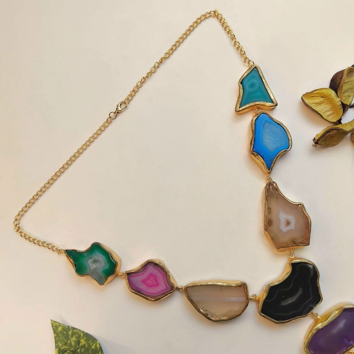 VIHANA HANDMADE NATURAL AGATE STONE TIE NECKLACE ML234