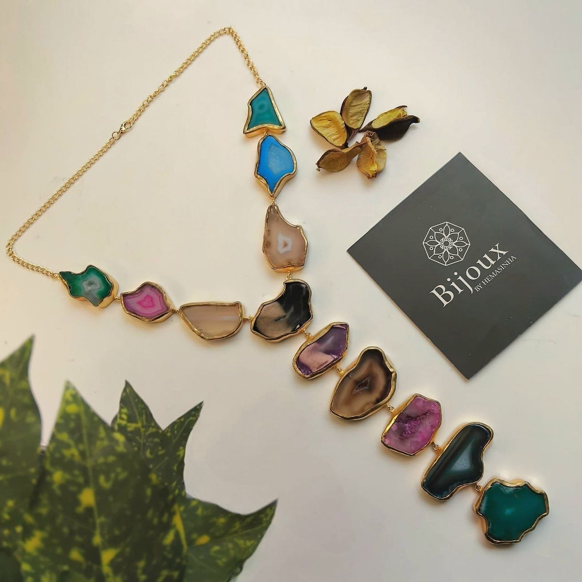 VIHANA HANDMADE NATURAL AGATE STONE TIE NECKLACE ML234